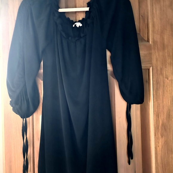 Chic Black Ruffled Dress - Picture 6 of 6